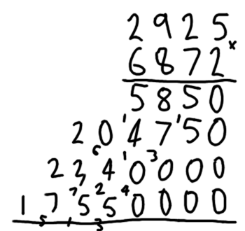 Grade school multiplication example 4 of 5