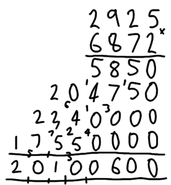 Grade school multiplication example 5 of 5