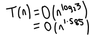 Karatsuba multiplication running time is O(n^1.585)